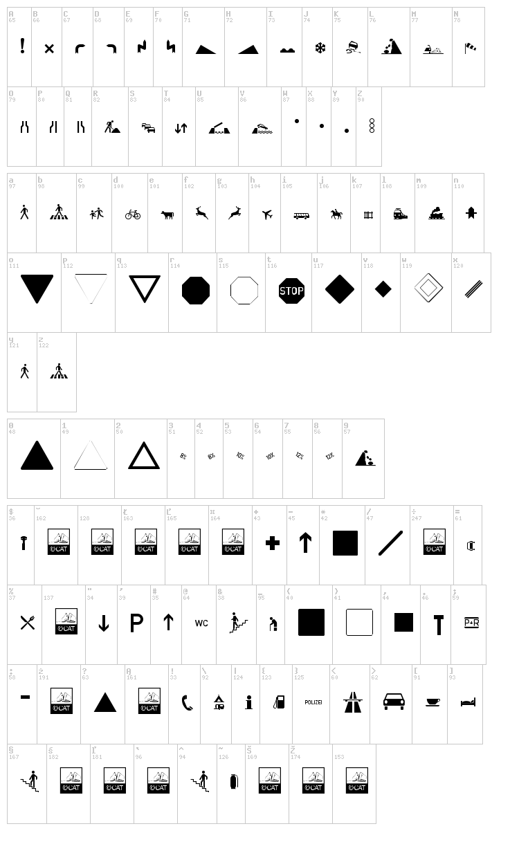 Zeichen font map